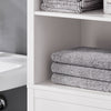SoBuy | Badschrank mit Wäschesack | Hochschrank | Badregal | Wäscheschrank | Weiß | BZR95-W