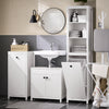 SoBuy | Badschrank mit Wäschesack | Hochschrank | Badregal | Wäscheschrank | Weiß | BZR95-W