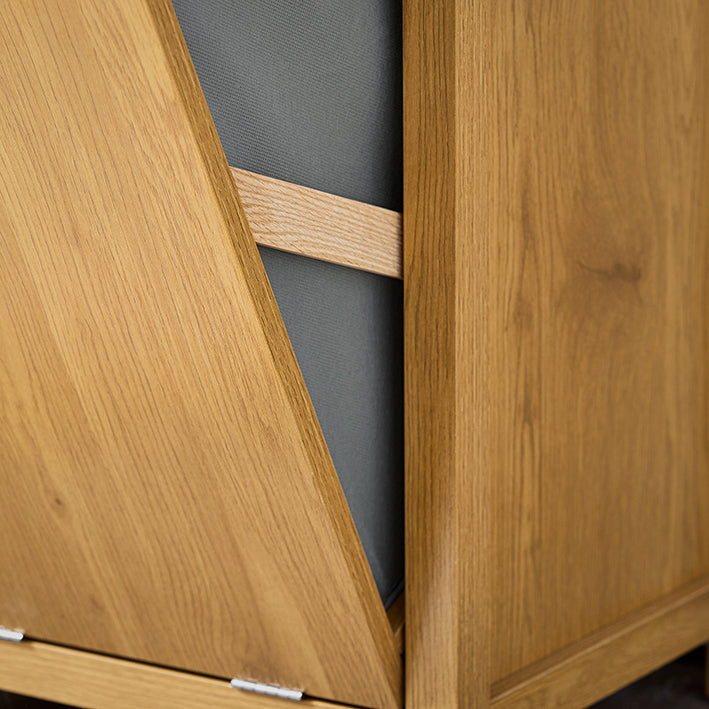 SoBuy | Wäscheschrank mit Wäschetruhe | Wäschesammler | Badschrank | Wäschesack | Dunkelnatur | BZR96-SN