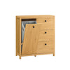 SoBuy | Wäscheschrank mit Wäschesack | Badschrank | Wäschekorb | Badkommode | Dunkelnatur | BZR97-SN