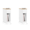 SoBuy | 2er Set Nachttisch schmal Nachtschrank mit Ladestation | Weiß-Natur | 20x60x35cm | FBT111-E-WNx2