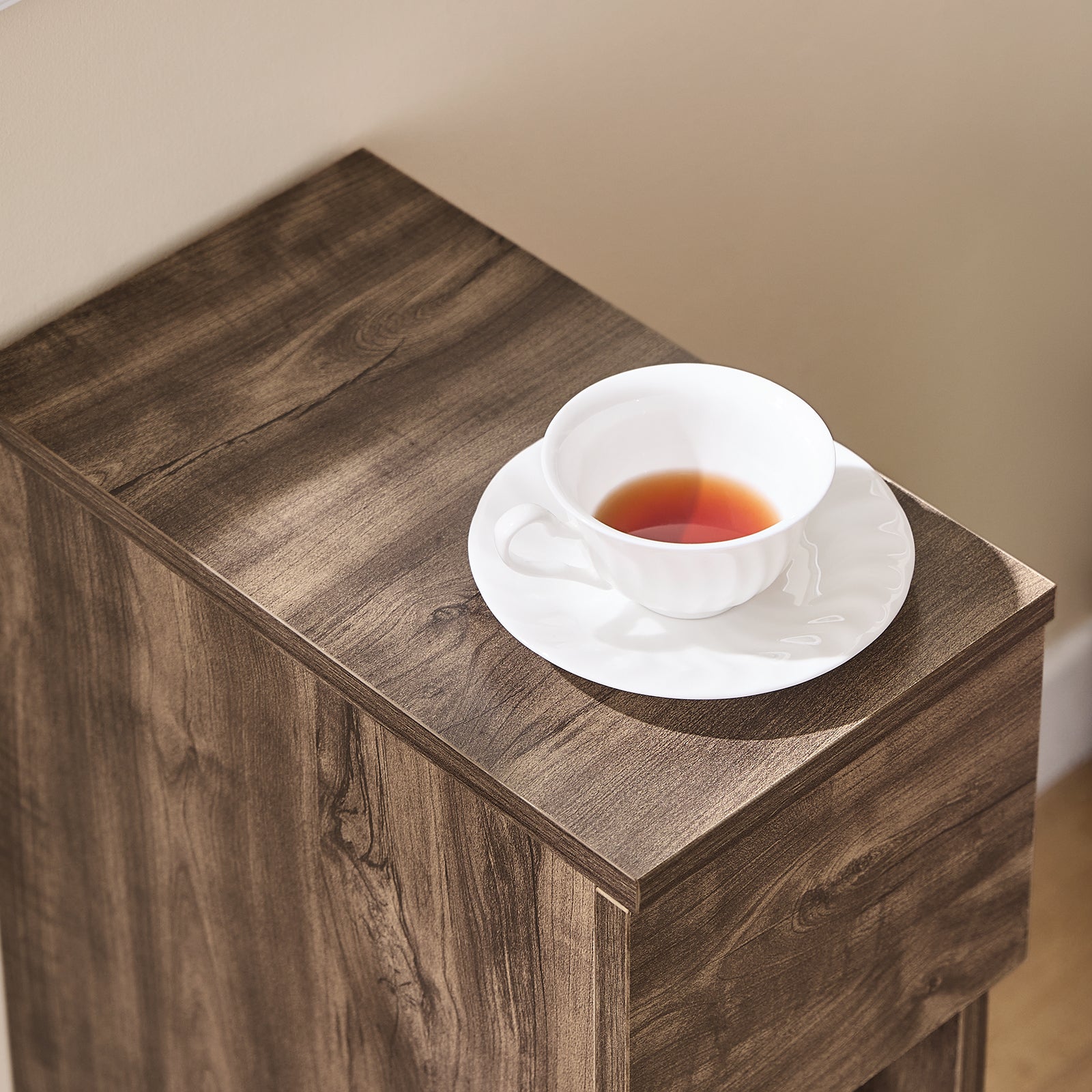 SoBuy | Nachttisch schmal Beistelltisch | mit Schublade Braun | 20x60x35cm | FBT111-SN