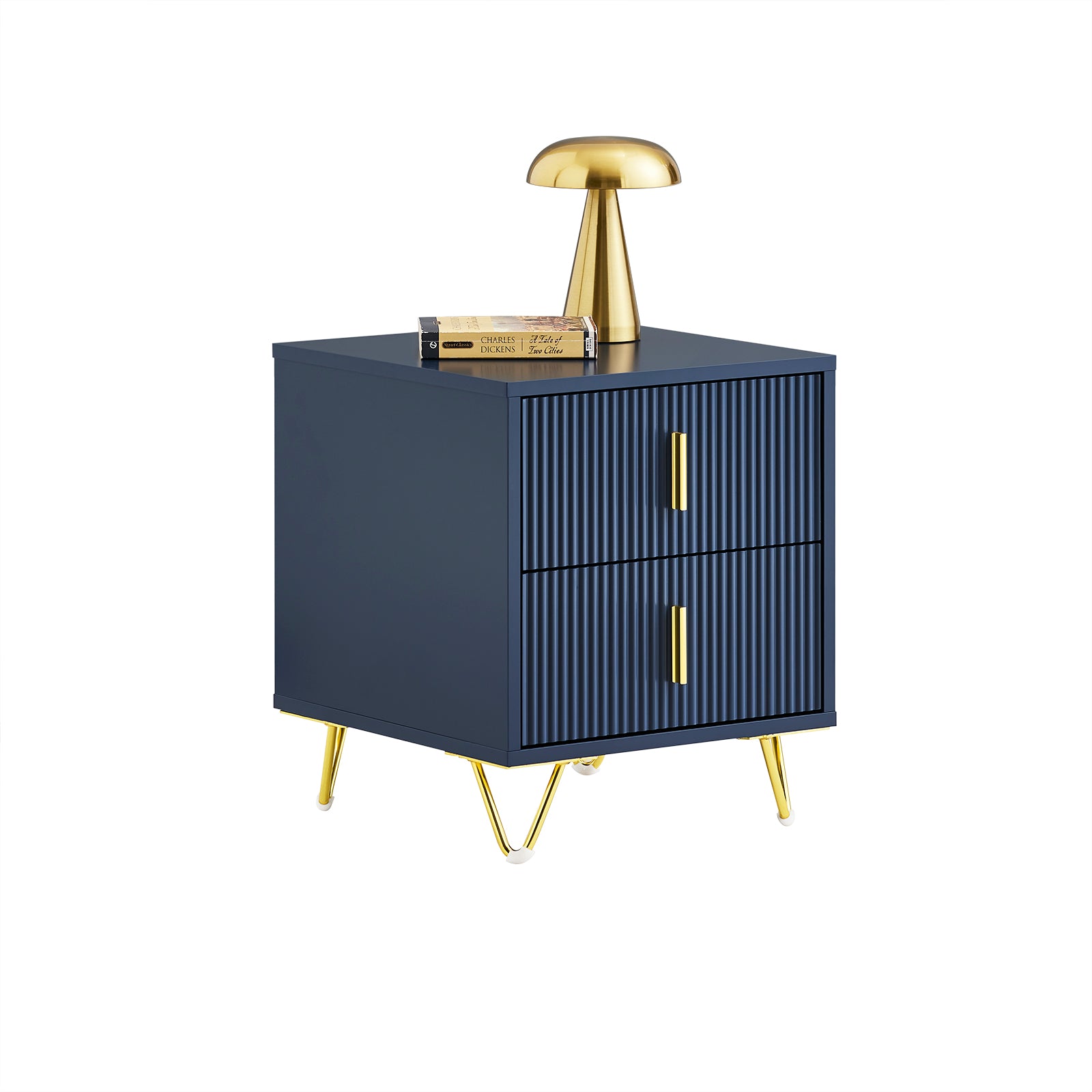 SoBuy | Nachttisch mit 2 Schubladen | Moderner Sofatisch | Beistelltisch | Blau | FBT115-B