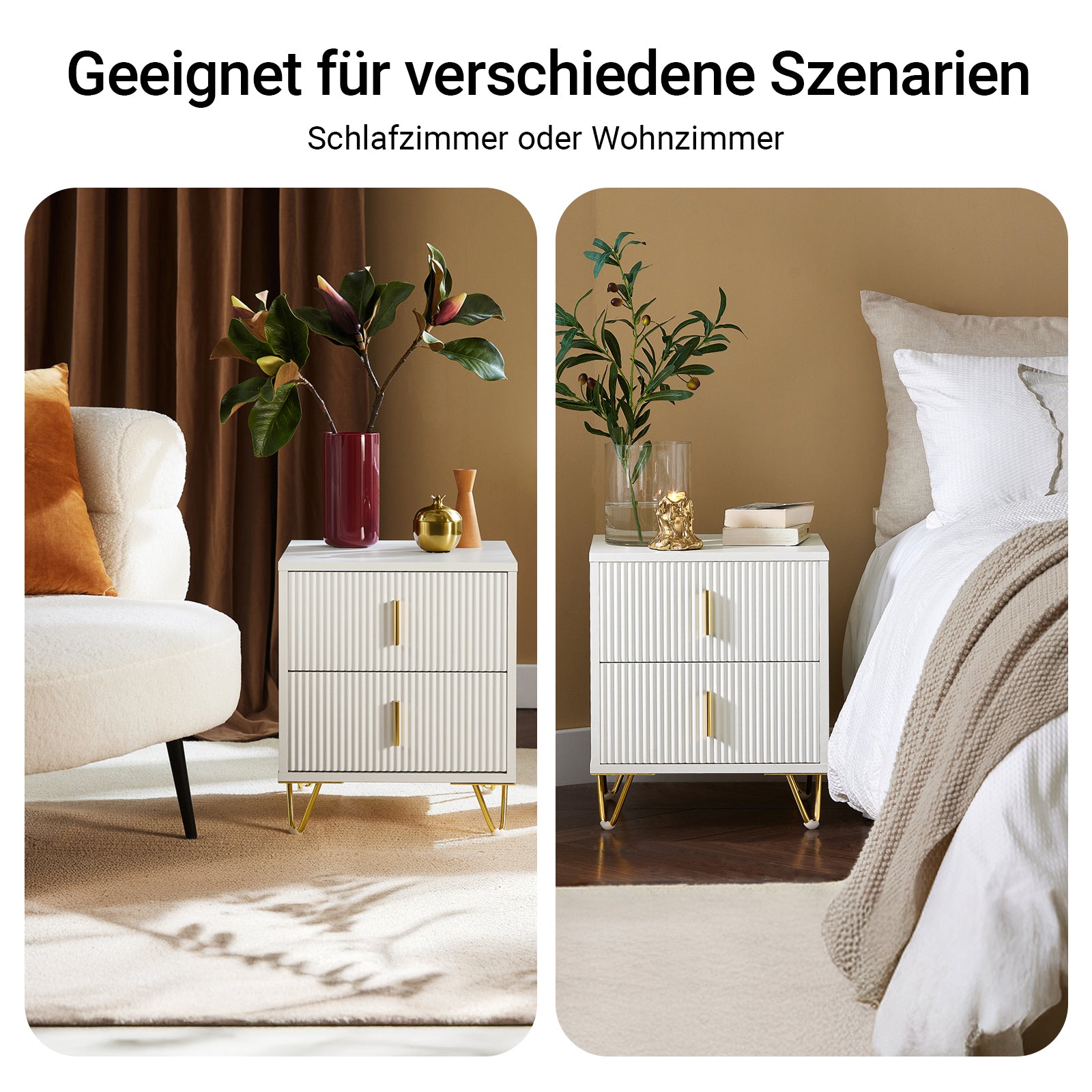 SoBuy | Nachttisch mit 2 Schubladen | Sofatisch | Beistelltisch | Weiß | FBT115-W