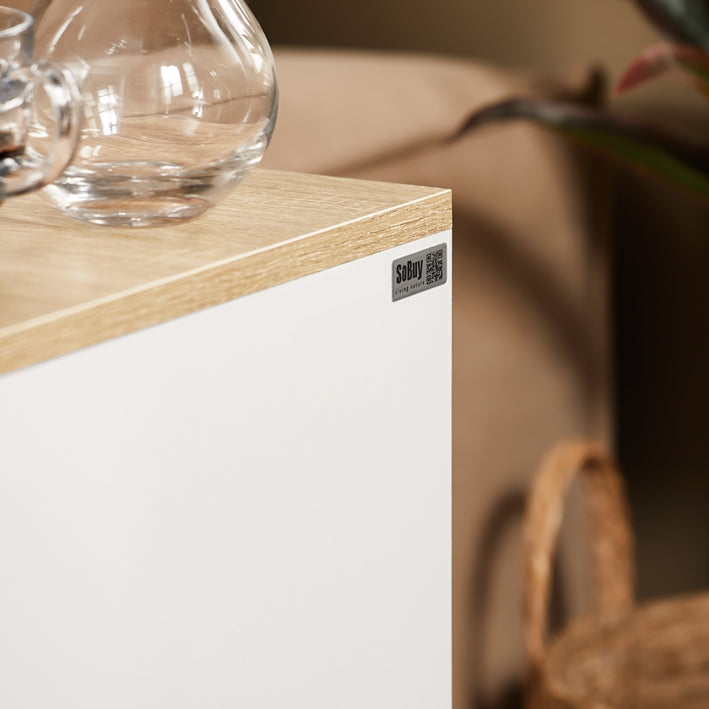 SoBuy | Nachttisch schmal Beistelltisch | mit 2 Schubladen Weiß | 20x60x35cm | FBT149-WN