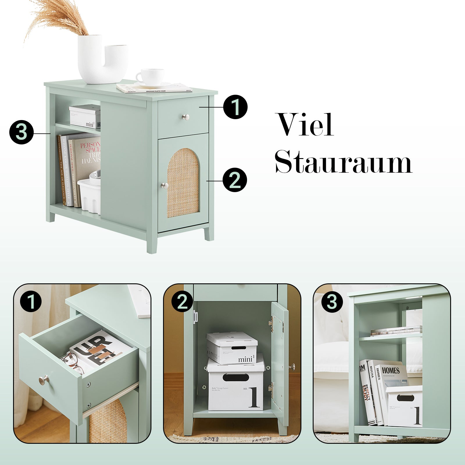 SoBuy | Druckertisch | Druckerständer | Schrank für Büro | Beistelltisch | Grün | FBT159-GR