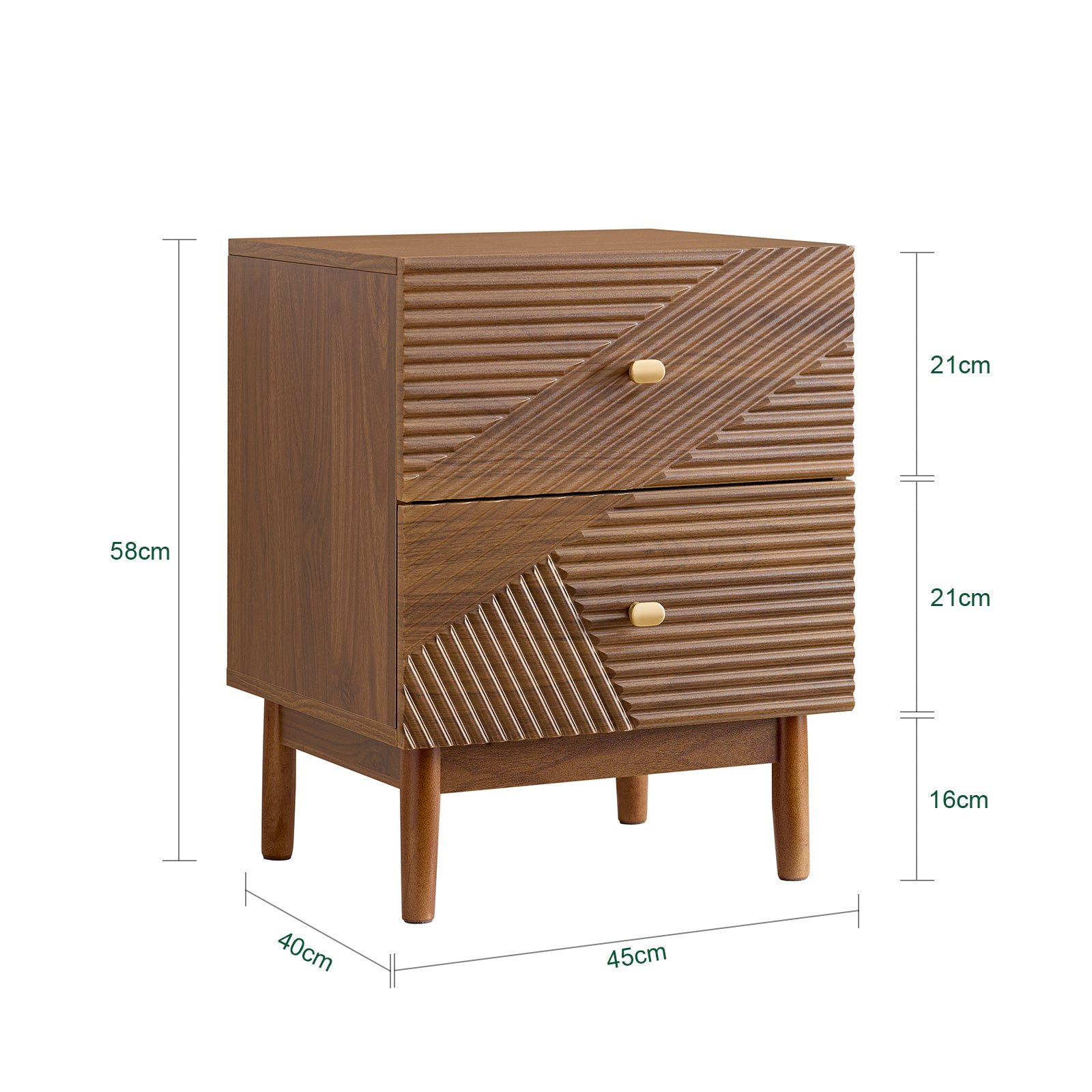 SoBuy | Vintage Nachttisch | Beistelltisch | mit 2 Schubladen | Braun | B45 × T40 × H58 cm | FBT170-N