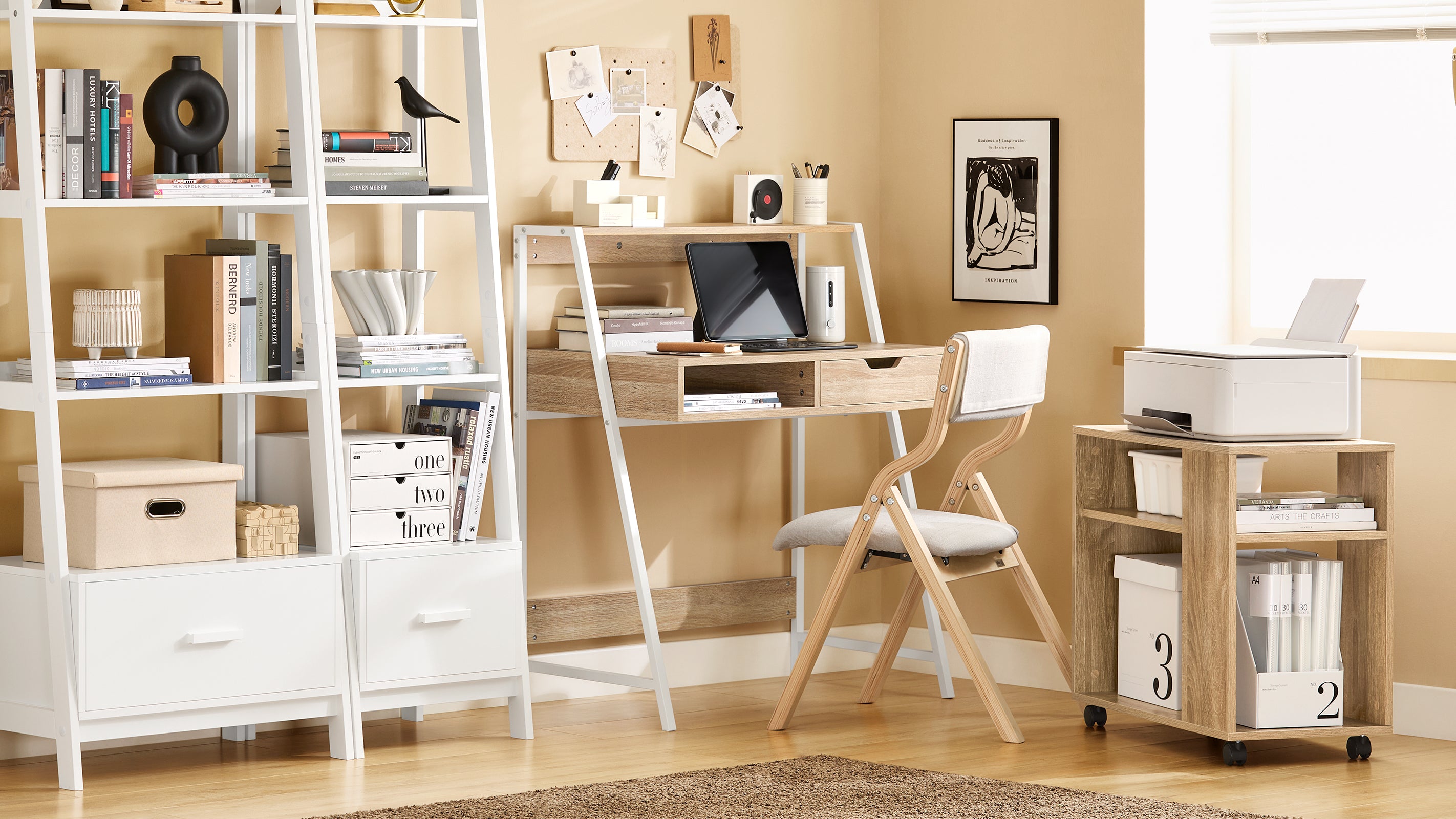 SoBuy | Beistelltisch mit Rollen | Druckertisch | Couchtisch Holz | FBT34-N