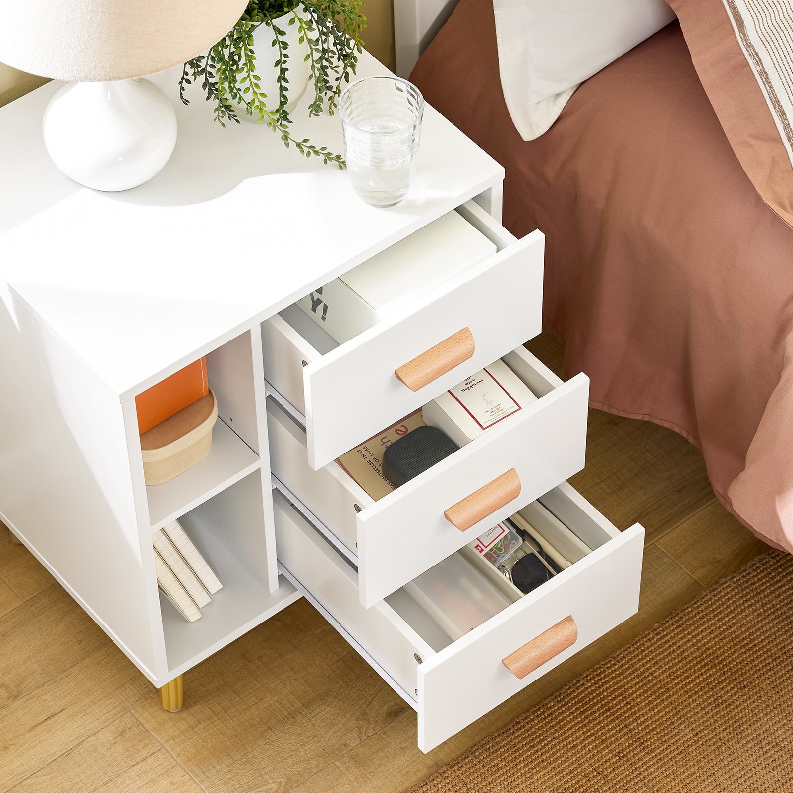 SoBuy | Nachttisch | Beistelltisch | Telefontisch | Kommode Weiß | FBT95-W