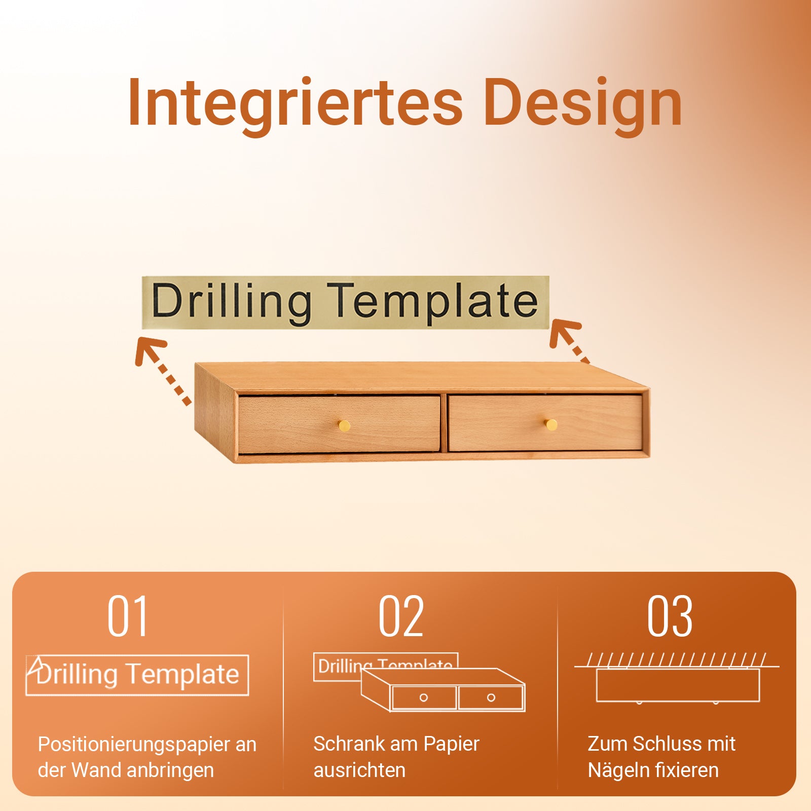 SoBuy | Schweberegal mit 2 Schubladen | Wandschublade | Wandregal | Natur | FHK37-N