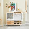 SoBuy | Kücheninsel | Küchenschrank | Sideboard Esszimmer | Weiß-Natur | 109x92x40cm | FKW114-WN