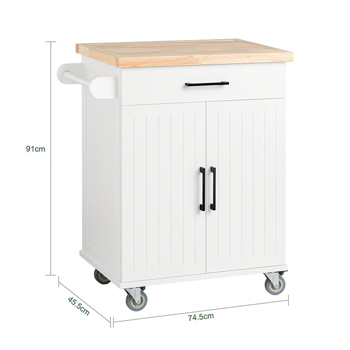 SoBuy | Küchenwagen | Rollwagen | Küchenschrank | Servierwagen | Weiß-Natur | FKW119-WN