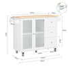 SoBuy | Küchenwagen mit Glastüren | Weiß-Natur | FKW120-WN