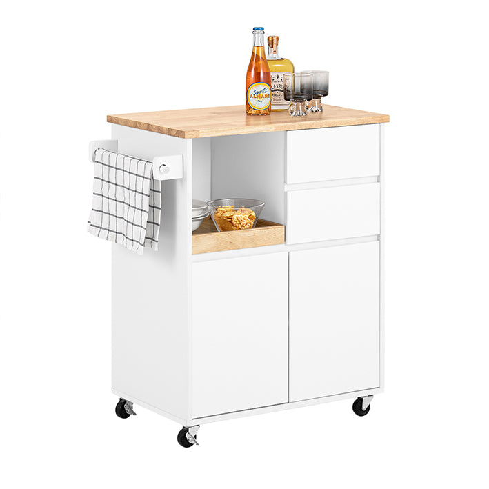 SoBuy | Küchenwagen mit Arbeitsplatte | Servierwagen mit Rollen