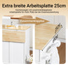 SoBuy | Kücheninsel auf Rollen | mit ausziehbarer Platte | Schubladen | Weiß | 113x91x(44-69) cm | FKW129-WN