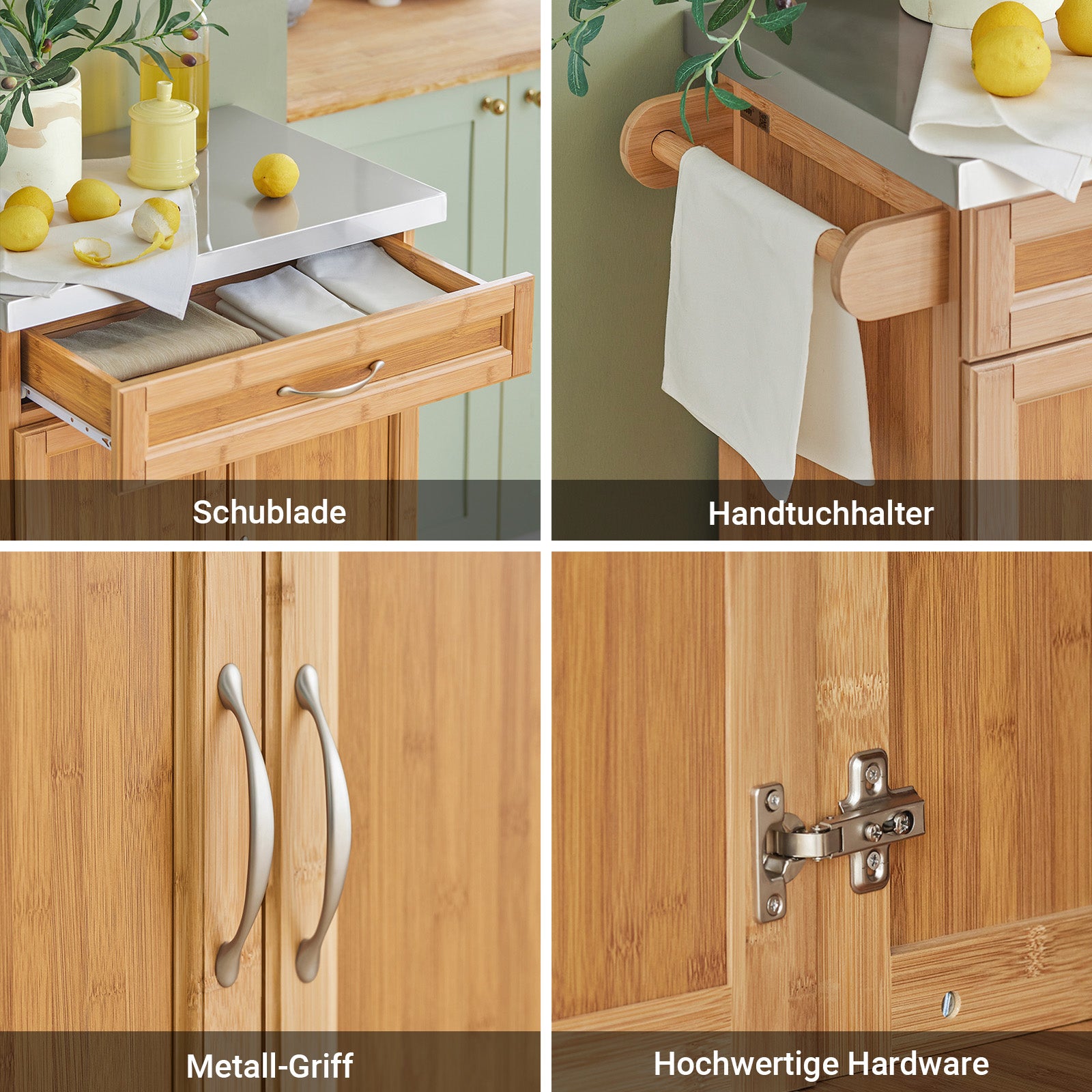 SoBuy | Küchenwagen | Küchenschrank Bambus | Servierwagen | FKW13-N