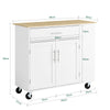 Vorverkauf | SoBuy Kücheninsel mit Arbeitsplatte Rollbarer Servierwagen für Küche Esszimmer Weiß B99 x H85 x T40 cm FKW133-WN