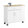 Vorverkauf | SoBuy Kücheninsel mit Arbeitsplatte Rollbarer Servierwagen für Küche Esszimmer Weiß B99 x H85 x T40 cm FKW133-WN