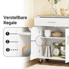 Vorverkauf | SoBuy Kücheninsel mit Arbeitsplatte Rollbarer Servierwagen für Küche Esszimmer Weiß B99 x H85 x T40 cm FKW133-WN