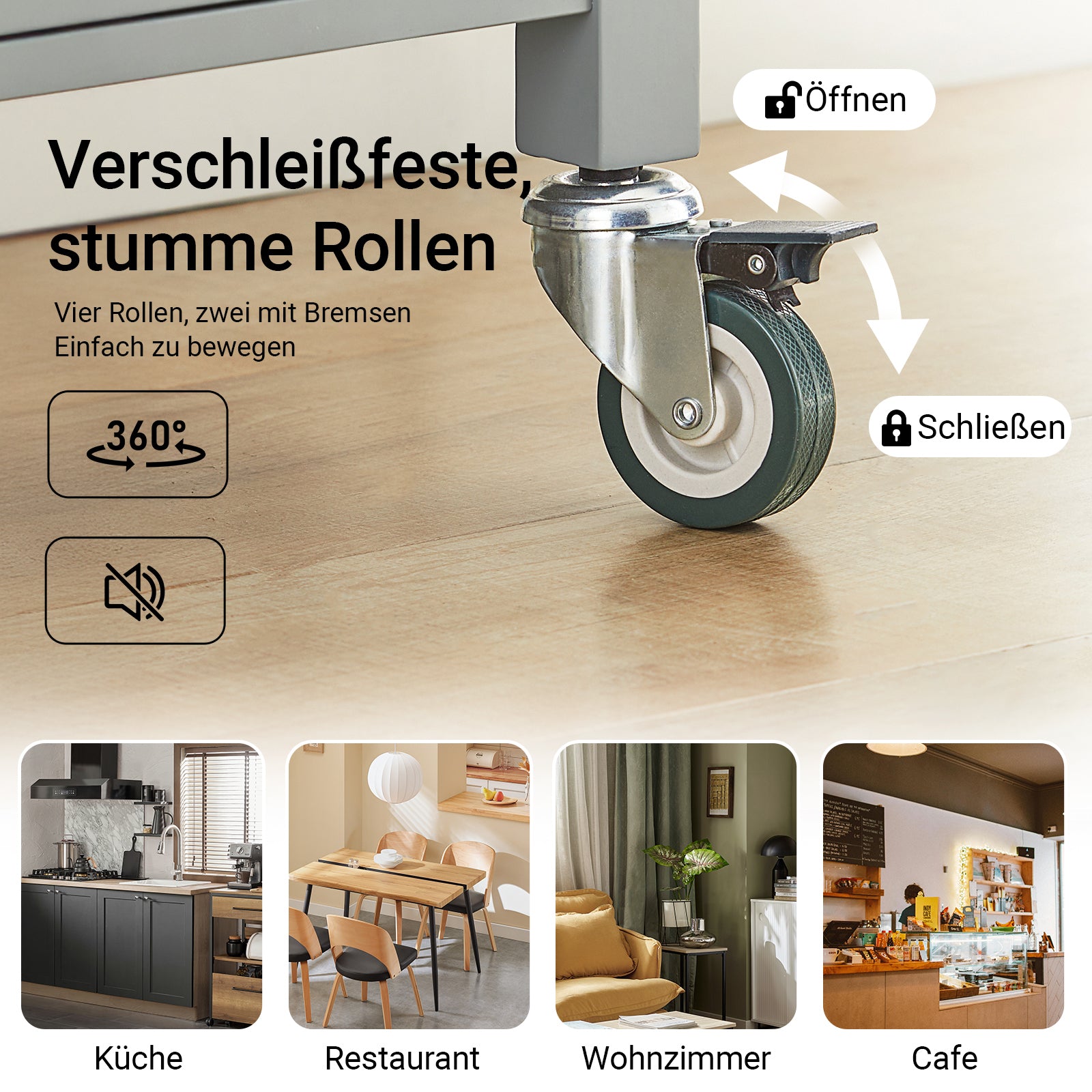 SoBuy Küchenwagen Servierwagen aus Edelstahl Hellgrau 60x92x44cm FKW22-HG