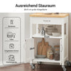 SoBuy Küchenwagen Servierwagen aus Kautschukholz Weiß-Natur 60x92x45cm FKW22-WN