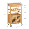 Vorverkauf | SoBuy | Küchenwagen mit Rollen | Teewagen mit Flaschenablage | Servierwagen Bambus | FKW53-N