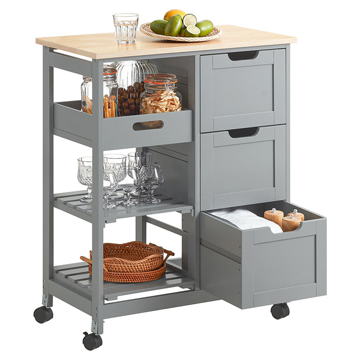 SoBuy Küchenwagen Servierwagen Für Küche, Esszimmer Hellgrau 67x84,5x3 –