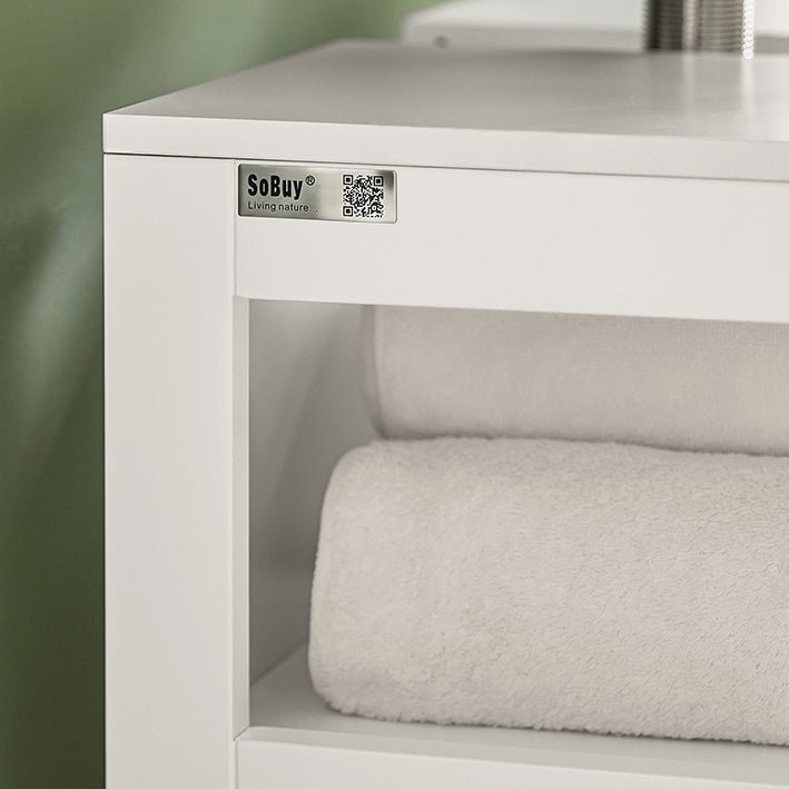 SoBuy | Waschbeckenunterschrank Weiß | Badezimmerschrank | Badmöbel Landhaus | FRG128-W