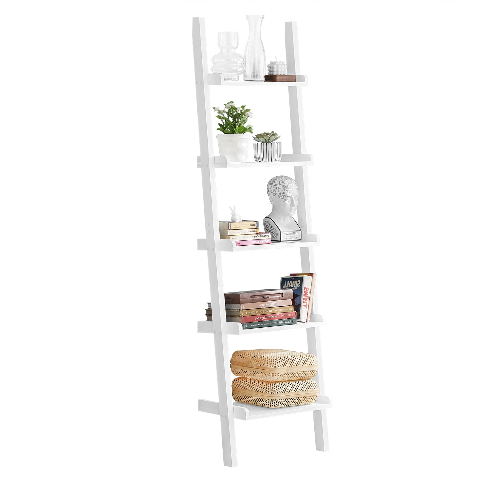 SoBuy Leiterregal mit 5 Ebenen Standregal Bücherregal Badregal Wandregal