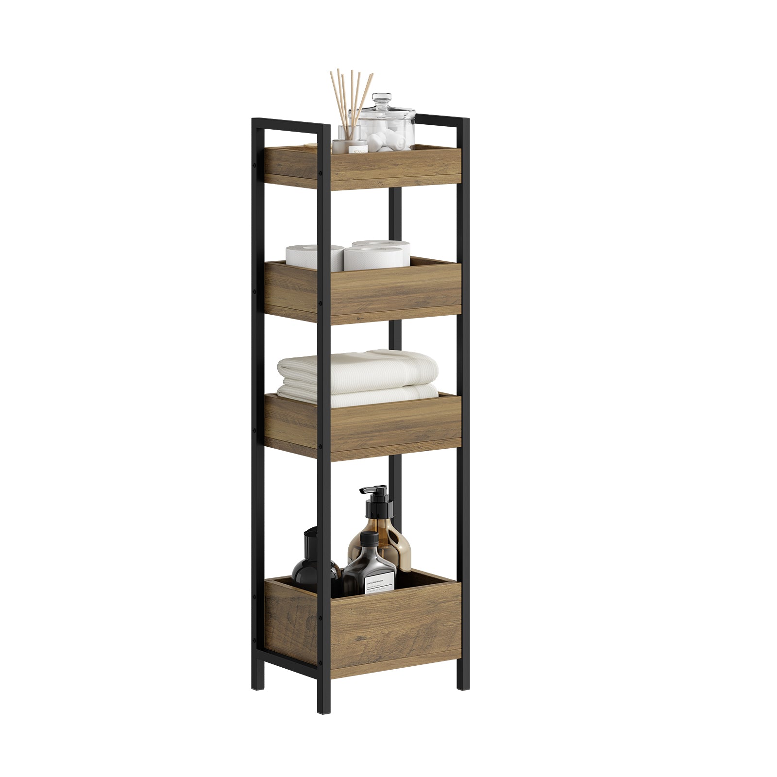 SoBuy | Badezimmerschrank mit 4 stabilen Regalen | Nischenregal 20cm | FRG226-H-F