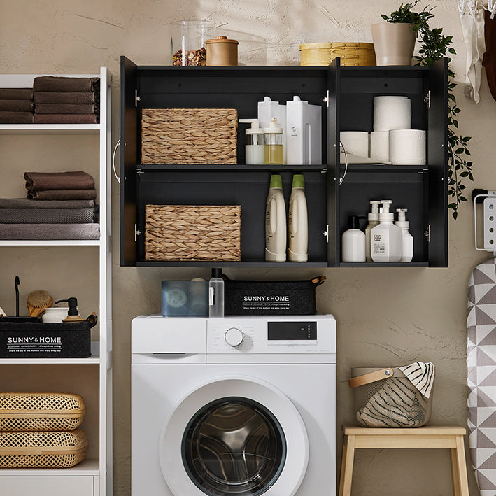 SoBuy | Hängeschrank mit 2 Türen | Wandschrank | Schwarz | FRG231-L-SCH