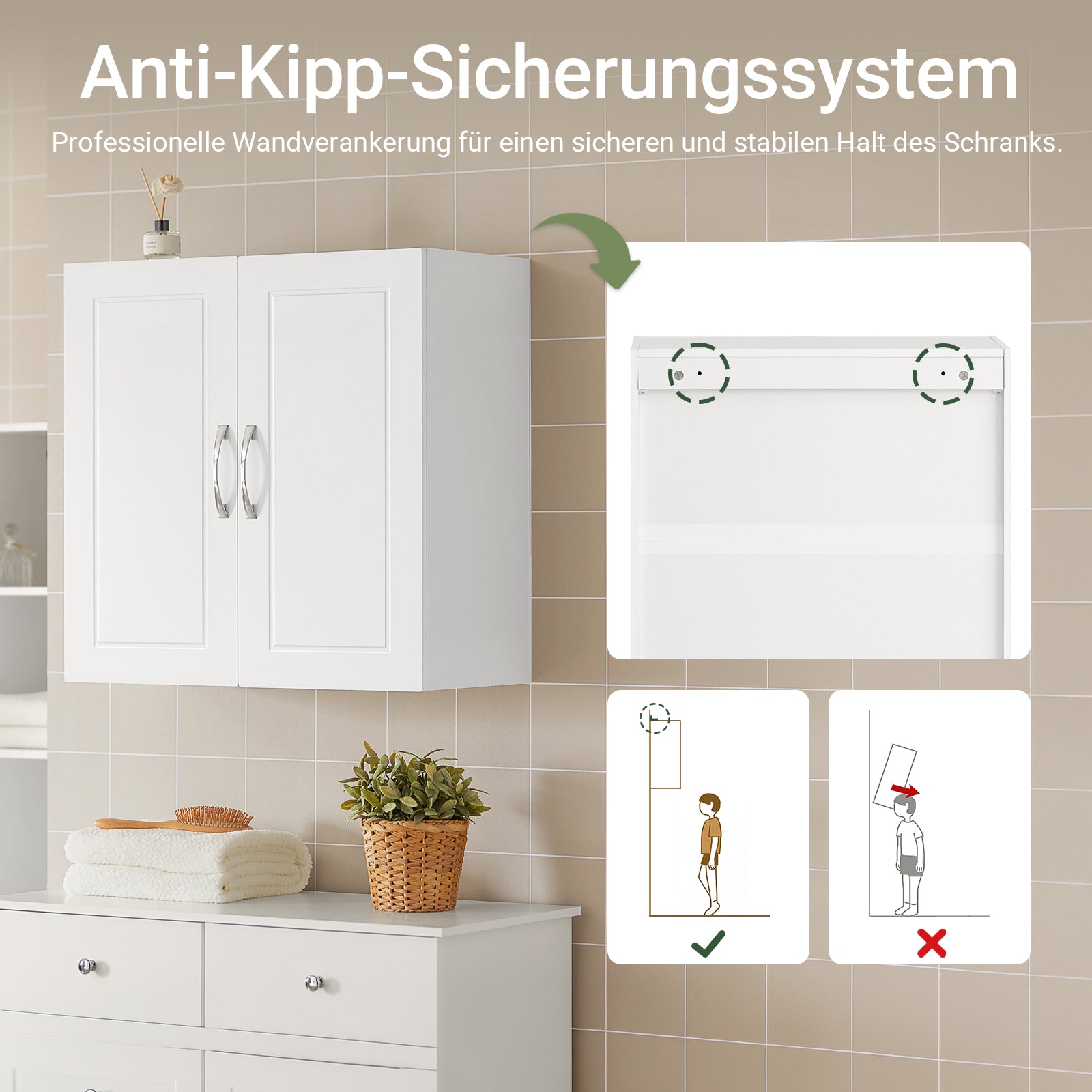 SoBuy | Wandschrank Bad | Hängeschrank | Badschrank Weiß | FRG231-W