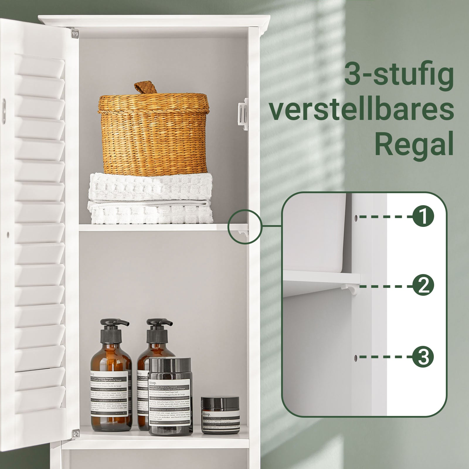 SoBuy | Bad Hochschrank | Badezimmer | Badschrank | Badregal Weiß | FRG236-W