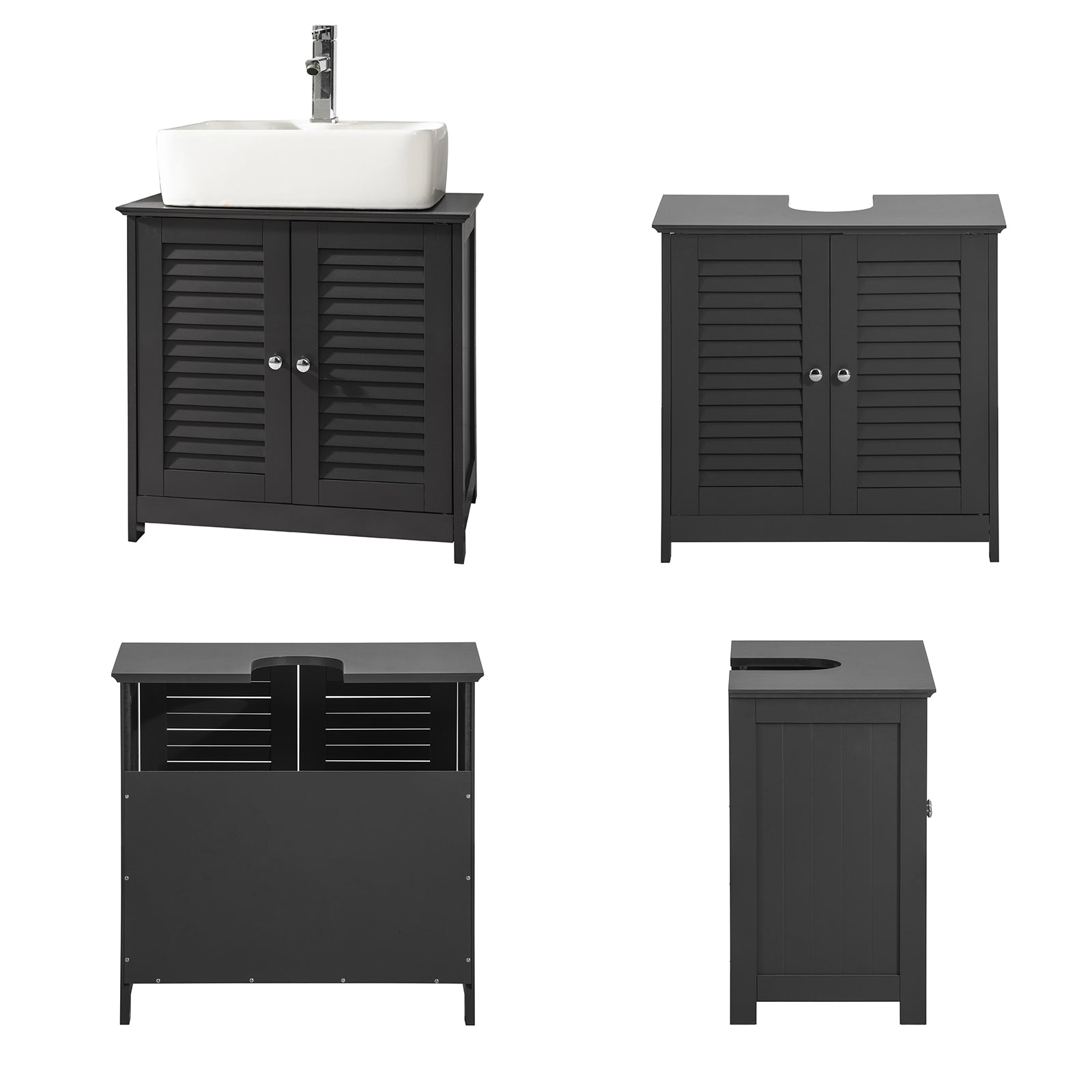 SoBuy | Waschbeckenunterschrank | Badezimmerunterschrank dunkelgrau | FRG237-DG