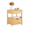 SoBuy Beistelltisch Nachttisch mit 2 Schubladen Nachtschrank Natur 45x55x38cm FRG258-N