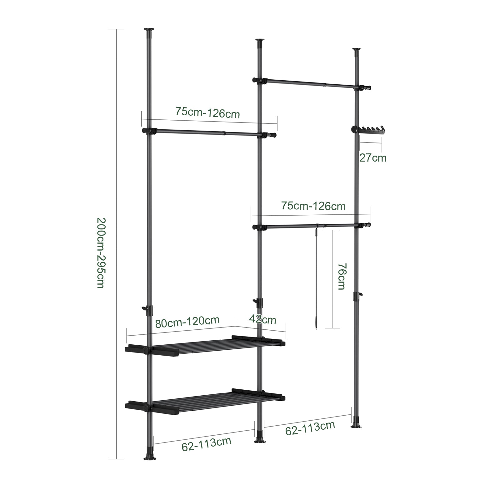 SoBuy | Teleskop Kleiderstange | Kleiderstangen System | Regalsystem | FRG34-II-SCH