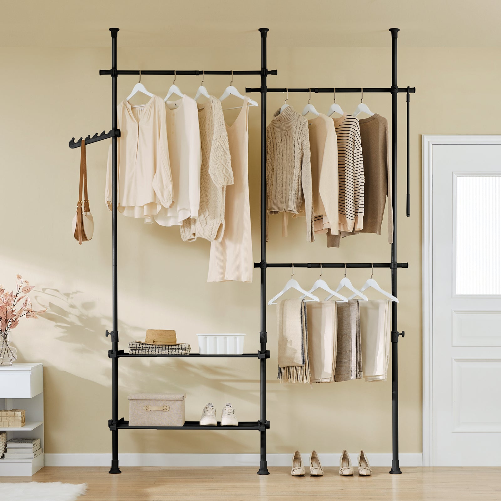 SoBuy | Teleskop Kleiderstange | Kleiderstangen System | Regalsystem | FRG34-II-SCH