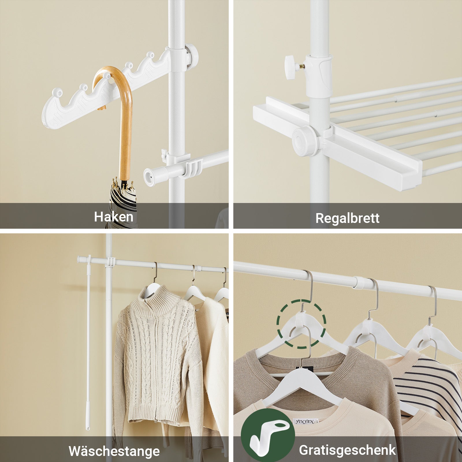 SoBuy | Teleskop Kleiderstange | Kleiderstangen System | Regalsystem | FRG34-II-W