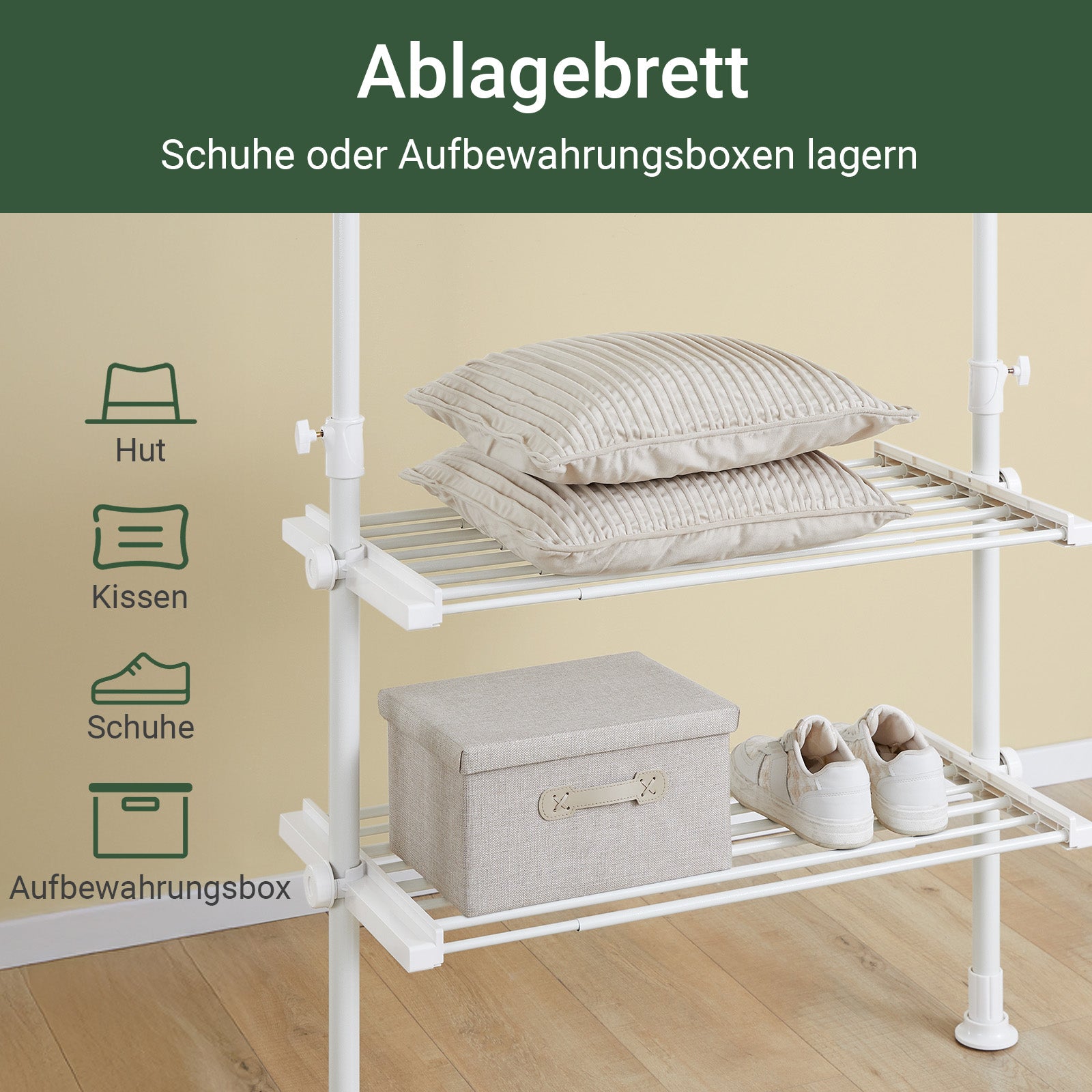 SoBuy | Teleskop Kleiderstange | Kleiderstangen System | Regalsystem | FRG34-II-W