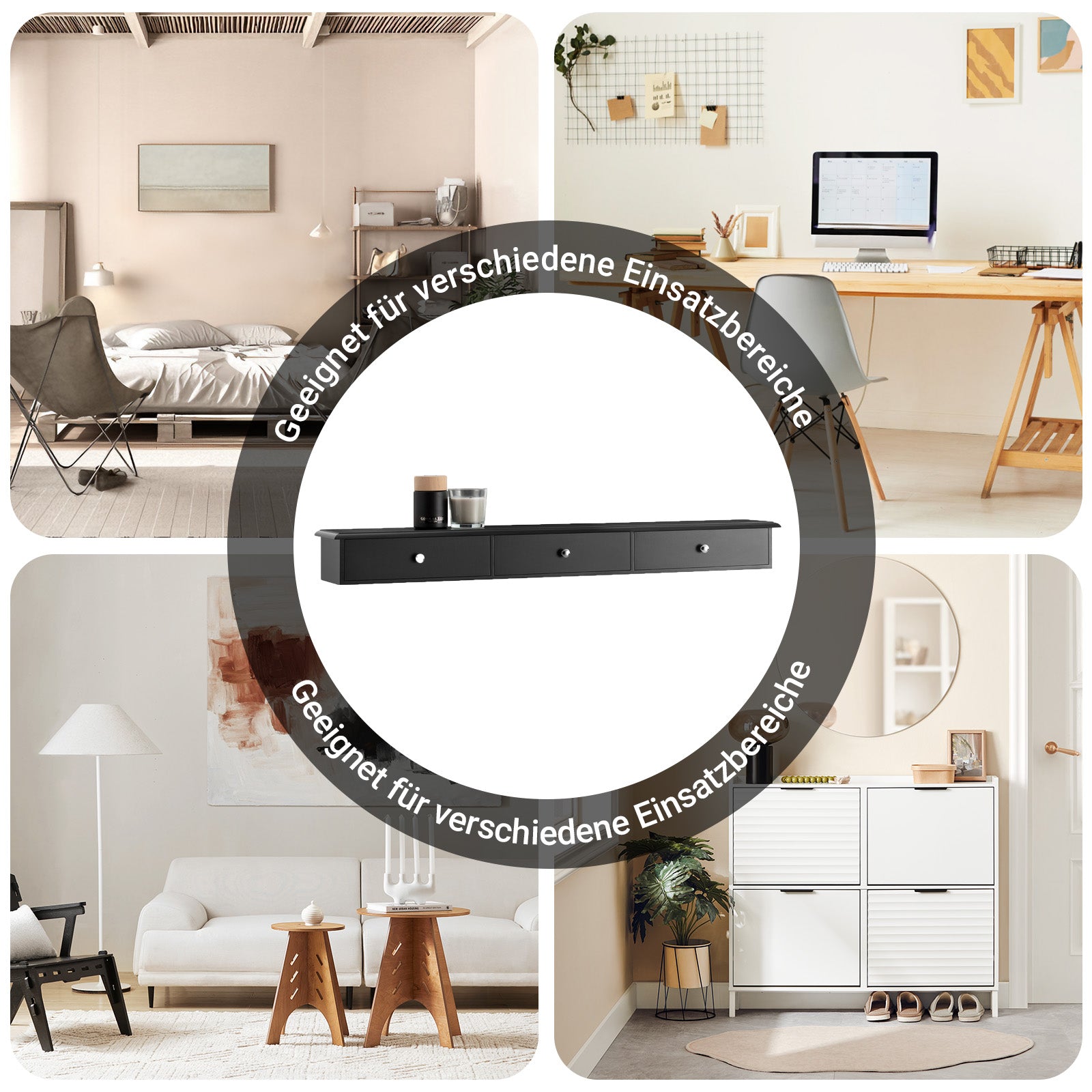 Vorverkauf | SoBuy | Schweberegal | Wandschublade | Hängeschrank | Wandregal | Schwarz | FRG43-L-SCH