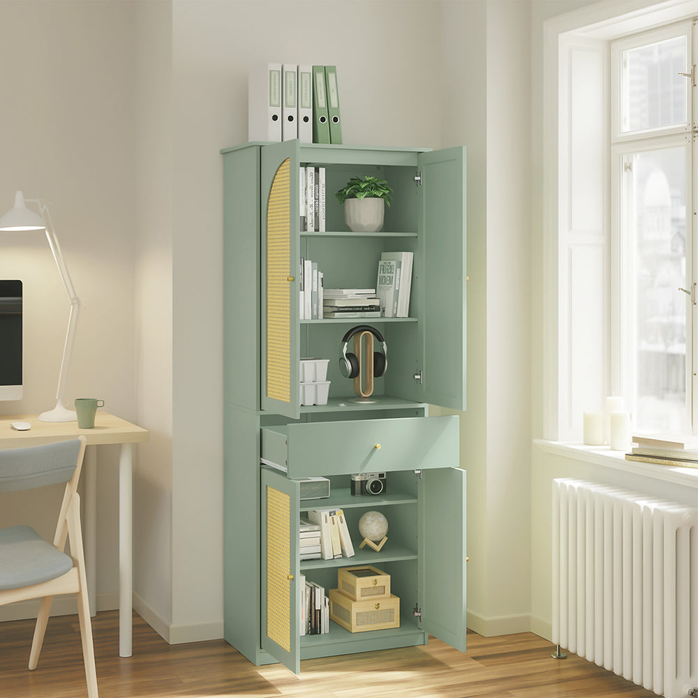 SoBuy | Flurschränke | Schuhschrank schmal hoch mit 4 Türen und 1 Schublade | Green | FSB107-GR