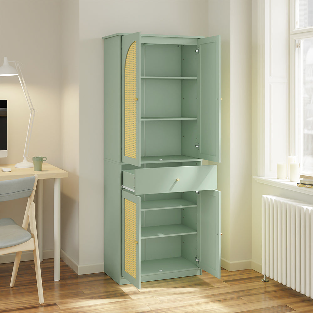 SoBuy | Flurschränke | Schuhschrank schmal hoch mit 4 Türen und 1 Schublade | Green | FSB107-GR