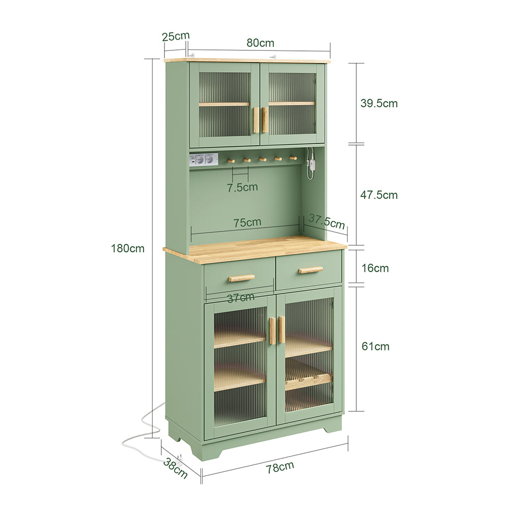 SoBuy | Hochschrank Küchenschrank freistehend Grün | 78×38×180 cm | FSB108-E-GR