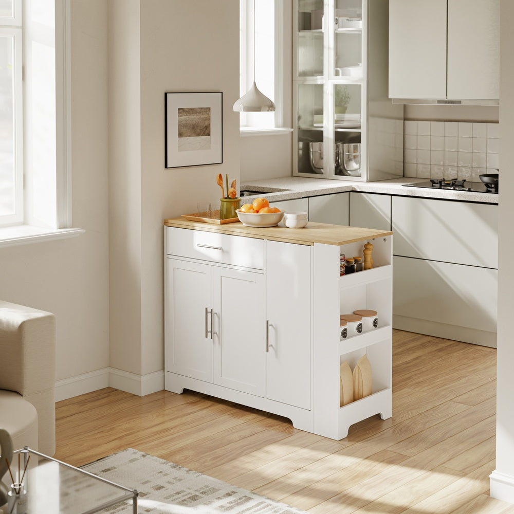 SoBuy Kücheninsel Küchenbar mit 1 Schublade & Besteckeinsatz Weiß 104×40×89 cm FSB110-WN
