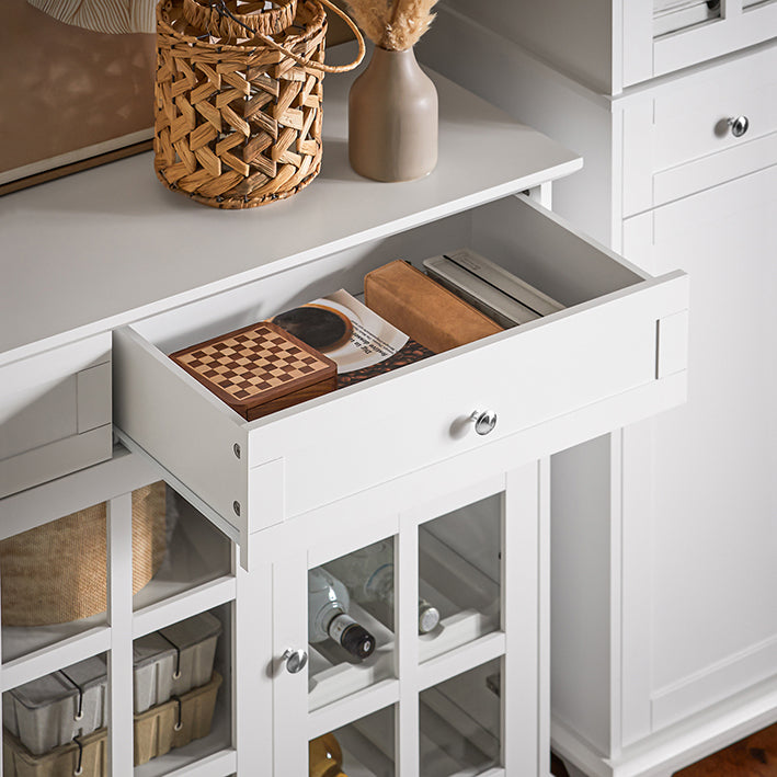 Vorverkauf | SoBuy | Küchenschrank mit Glastür | Sideboard | Highborad | Kommode | Weiß | FSB77-W