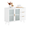SoBuy | Küchenschrank mit Glastüren | Kücheninsel | Sideboard | Kommode | Weiß | FSB86-W