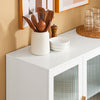 SoBuy | Küchenschrank mit Glastüren | Kücheninsel | Sideboard | Kommode | Weiß | FSB86-W