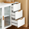 SoBuy | Küchenschrank mit Glastüren | Kücheninsel | Sideboard | Kommode | Weiß | FSB86-W