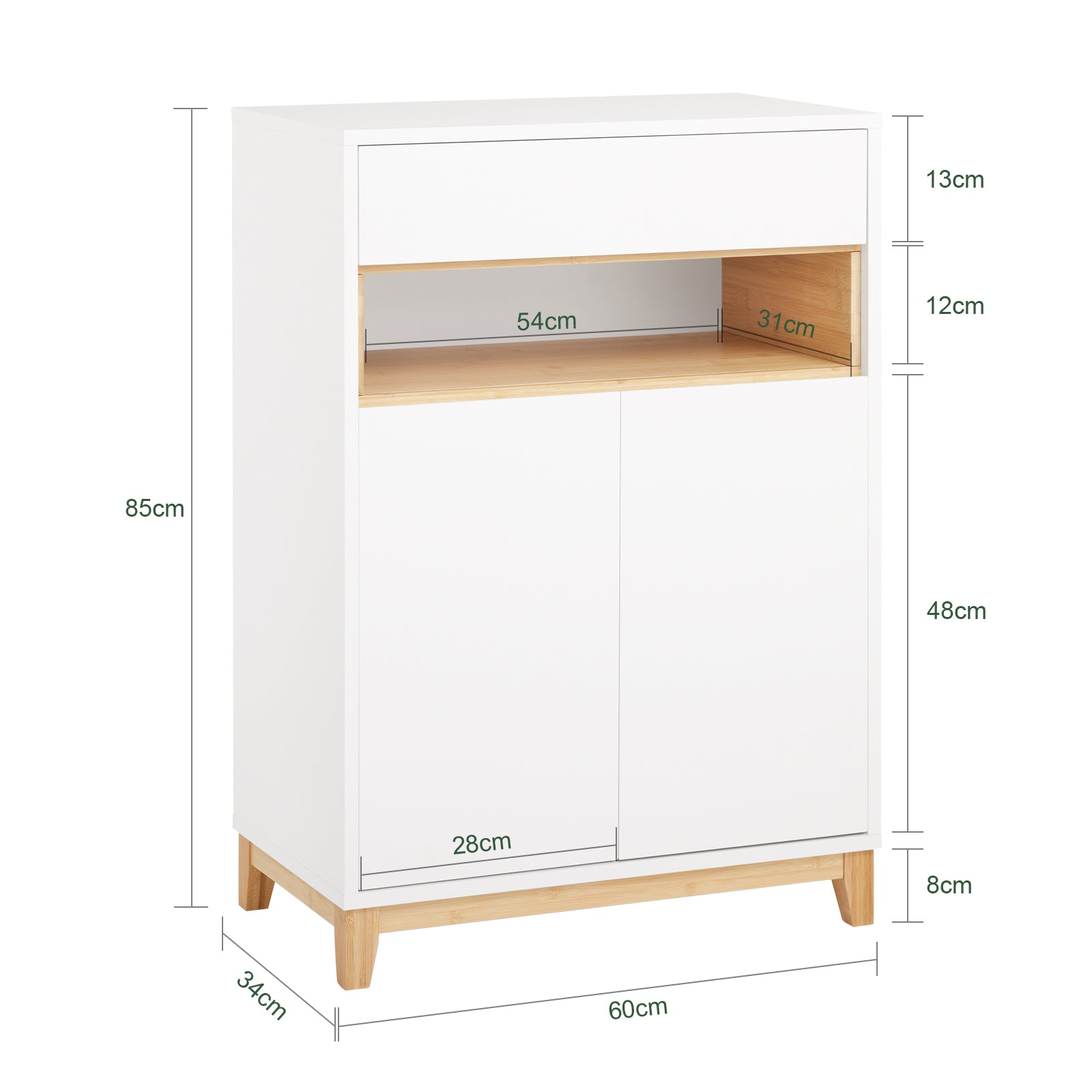 SoBuy | Sideboard | Aufbewahrungsschrank | Flurschrank | Kommode | Küchenschrank | FSB97-WN