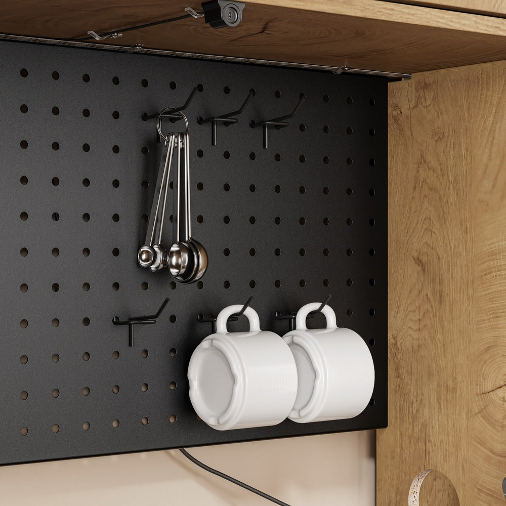SoBuy | Küchenschränke | Küchenschrank freistehend mit 4 Türen und 3 | Light Oak | FSB98-L-E-N